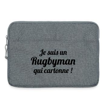 Rugby - Rugbyman - Sport - Fighter - Fight - Sacoche pour ordinateur portable 15 pouces - gris chiné - Devant