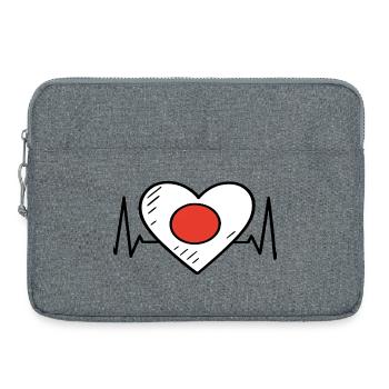 Japan Heartbeat Line Flag Love Travel Design - Laptop bag 15" - heather grey - Front