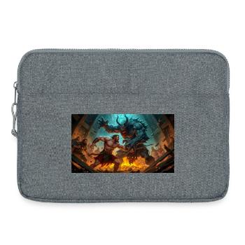 Beowulf Battles the Monster Grendel at Night - Laptop bag 15" - heather grey - Front