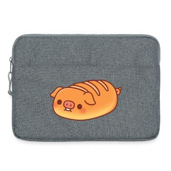 Cute Pig Baguette Bread Loaf - Laptop bag 15" - heather grey - Front
