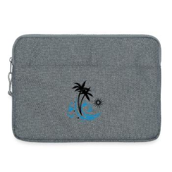 Palm trees with wave and sun, vacation, surf - Laptop bag 15" - heather grey - Front
