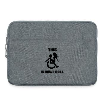 Zum Beispiel rolle ich mich in meinem Rollstuhl mit einer Dame auf meinem Schoß herum # - Laptoptasche 15" - Grau meliert - Vorne