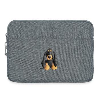 Chien de bande dessinée noir et beige Coonhound - Sacoche pour ordinateur portable 15 pouces - gris chiné - Devant