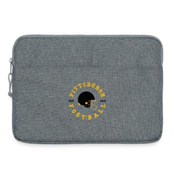 Pittsburgh Football Round Logo Yellow Black - Laptop bag 15" - heather grey - Front