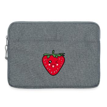 Lustiges Erdbeere Food Design Kawaii Geschenk - Laptoptasche 15" - Grau meliert - Vorne
