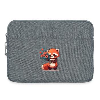 Panda roux à fleurs - Sacoche pour ordinateur portable 15 pouces - gris chiné - Devant