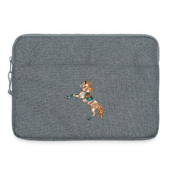 skurriles buntes Pferd - Laptoptasche 15" - Grau meliert - Vorne