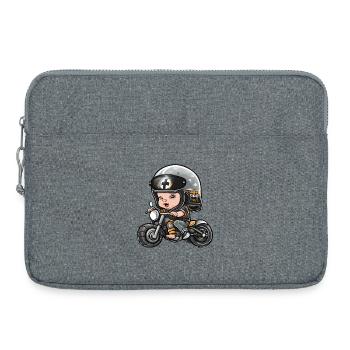 bébé motard, futur motard, baby biker - Sacoche pour ordinateur portable 15 pouces - gris chiné - Devant