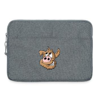 Pig dog naughty - Laptop bag 15" - heather grey - Front