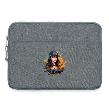 Futuristic Urban Pilot Illustration - Laptop bag 15" - heather grey - Front