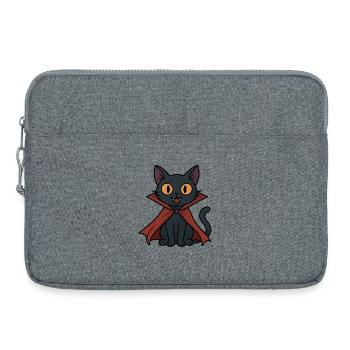 Chaton vampire en cape chat noir - Sacoche pour ordinateur portable 15 pouces - gris chiné - Devant