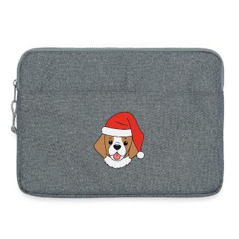 Chien avec chapeau de Noël - Sacoche pour ordinateur portable 15 pouces - gris chiné - Devant