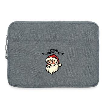 Ich weiß, wo du wohnst – Weihnachtsmann - Laptoptasche 15" - Grau meliert - Vorne