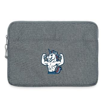 Smiling Unicorn Gym Mascot Power Flex Design - Laptop bag 15" - heather grey - Front