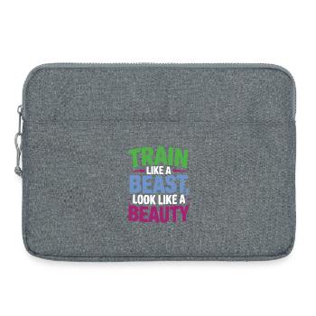 Trainiere wie ein Tier, sieh aus wie eine Schönheit - Laptoptasche 15" - Grau meliert - Vorne