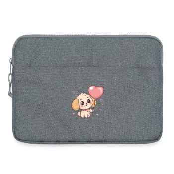 Süßer Pudelwelpe mit Herzballon - Laptoptasche 15" - Grau meliert - Vorne