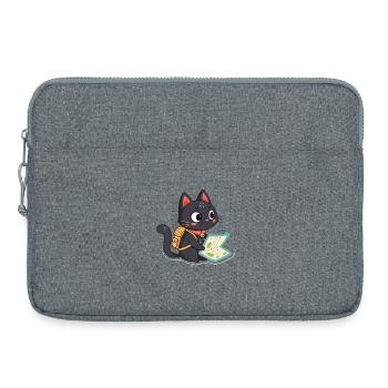 Chat voyageur aventureier lisant une carte - Sacoche pour ordinateur portable 15 pouces - gris chiné - Devant