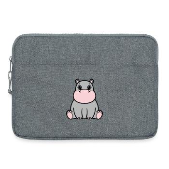 Süßes Baby Nilpferd Sitzend Kawaii - Laptoptasche 15" - Grau meliert - Vorne