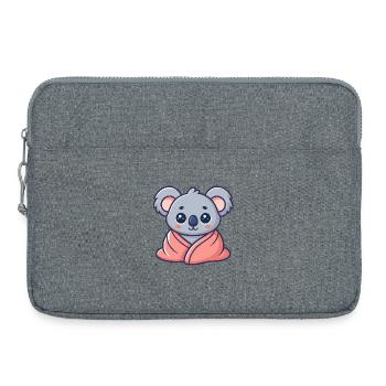 Kawaii Koala Wrapped in Pink Sheet - Laptop bag 15" - heather grey - Front