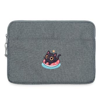 Chat kawaii sur boué rose - Sacoche pour ordinateur portable 15 pouces - gris chiné - Devant
