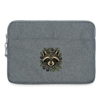 Visage de raton laveur avec feuilles de baies - Sacoche pour ordinateur portable 15 pouces - gris chiné - Devant