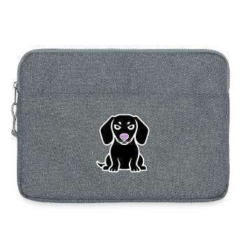 Dackel Hund Welpe Cartoon - Laptoptasche 15" - Grau meliert - Vorne