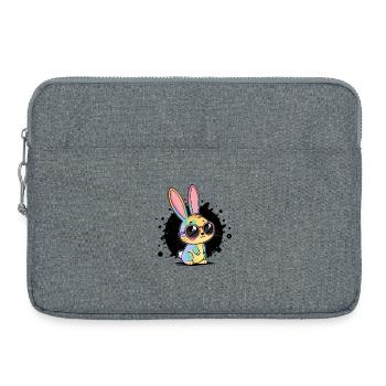Regenbogenhasen-Pastellbrille - Laptoptasche 15" - Grau meliert - Vorne