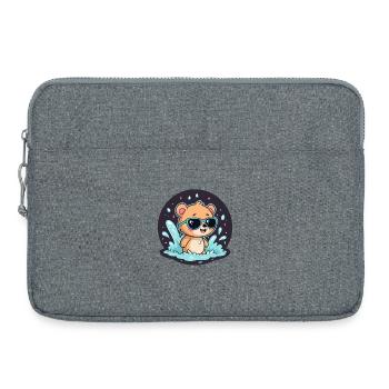 Chic surfer bear with blue glasses - Laptop bag 15" - heather grey - Front