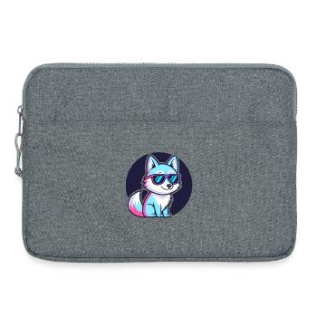 Renard néon à lunettes - Sacoche pour ordinateur portable 15 pouces - gris chiné - Devant