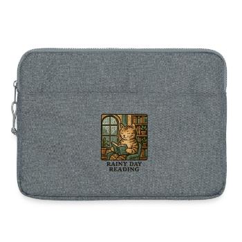 Regenkatze beim Lesen - Laptoptasche 15" - Grau meliert - Vorne