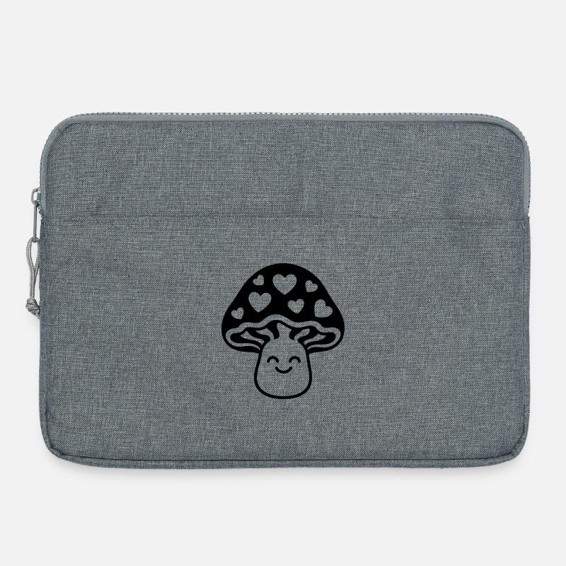 Süßer Pilz mit Herzen und Gesicht - Laptoptasche 15" - Grau meliert