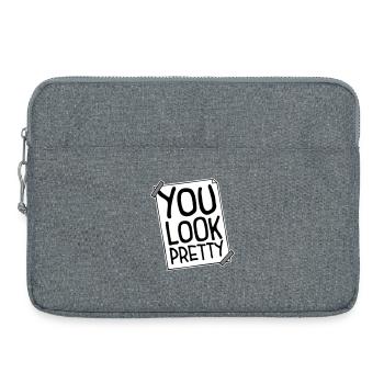 You Look Pretty Funny Complement Self Love Logo - Laptop bag 15" - heather grey - Front
