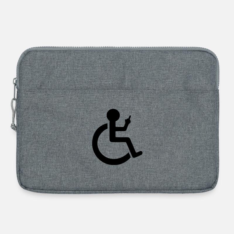 Rollstuhlfahrer mit Mittelfinger # - Laptoptasche 15" - Grau meliert
