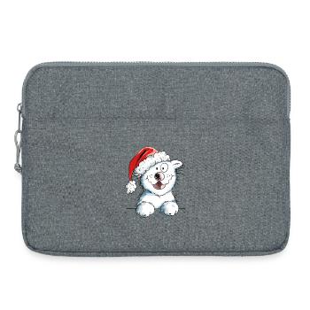 Neugierige Weihnachtskatze - Katze - Geschenk - Laptoptasche 15" - Grau meliert - Vorne