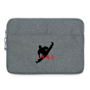 Logo de Taekwondo sauté coup de pied coréen - Sacoche pour ordinateur portable 15 pouces - gris chiné - Devant