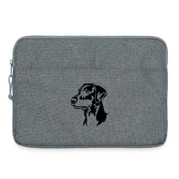Tête de Doberman - Sacoche pour ordinateur portable 15 pouces - gris chiné - Devant