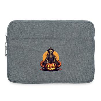 Méchant citrouille effrayant avec héros squelette - Sacoche pour ordinateur portable 15 pouces - gris chiné - Devant