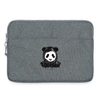 Tête d’ours panda drôle avec capuche à capuche - Sacoche pour ordinateur portable 15 pouces - gris chiné - Devant