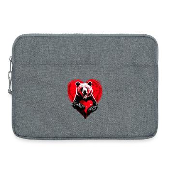 Bär – Herzvolles Design für den Vatertag - Laptoptasche 15" - Grau meliert - Vorne
