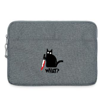 Playful Cat with Milk Cartoon Design - Laptop bag 15" - heather grey - Front