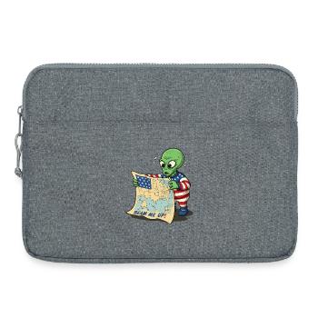 Süßer Alien mit USA Landkarte - Laptoptasche 15" - Grau meliert - Vorne