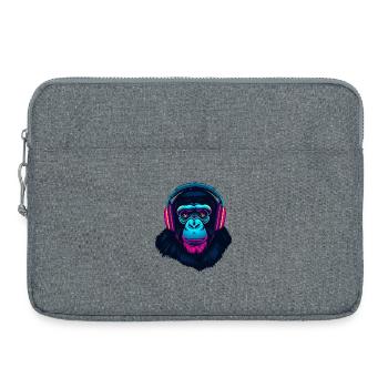 Monkey en tant que DJ - Sacoche pour ordinateur portable 15 pouces - gris chiné - Devant