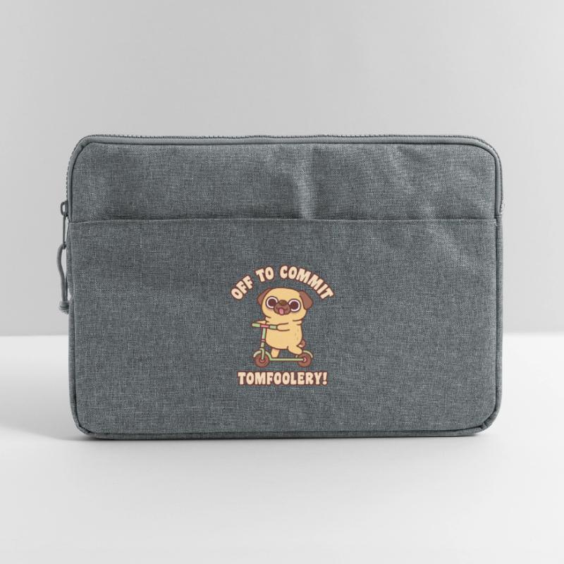 Cute Pug On Kick Scooter Off To Commit Tomfoolery Laptop bag 15"