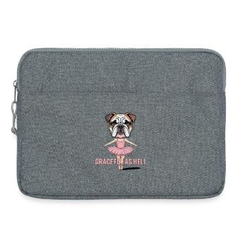 Ballerine bouledogue : gracieuse comme l’enfer - Sacoche pour ordinateur portable 15 pouces - gris chiné - Devant