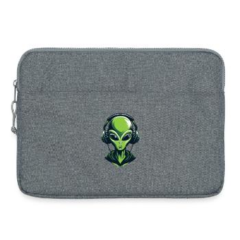 Alien mit Kopfhörern – Minimalistic Techno design - Laptoptasche 15" - Grau meliert - Vorne