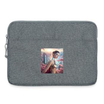 Cyber-Prinzessin über der Stadt _ GBC - Laptoptasche 15" - Grau meliert - Vorne