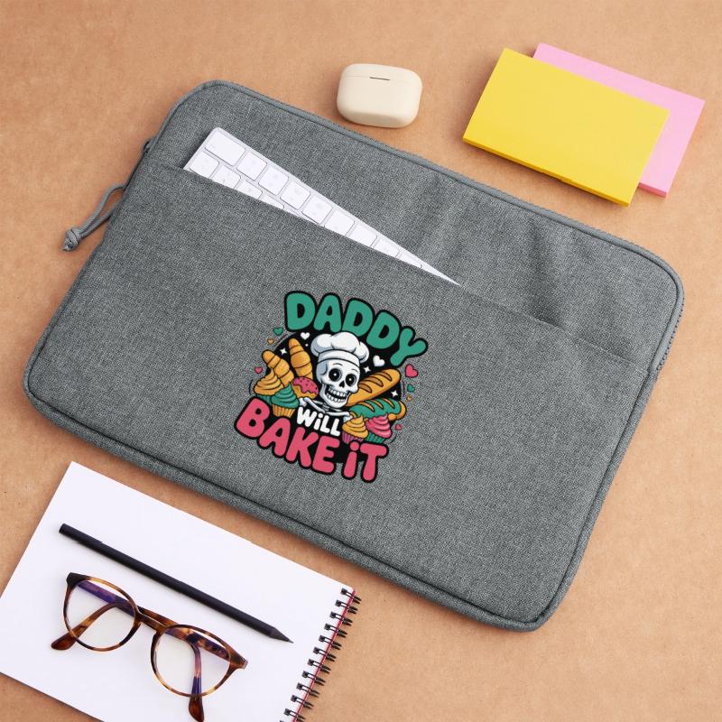Daddy Will Bake It. Funny Skeleton Baker Design Laptop bag 15"