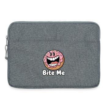 Beiß mich Donut Cartoon - Laptoptasche 15" - Grau meliert - Vorne