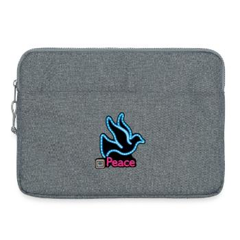 DOVE NEON – Frieden & Liebe - Laptoptasche 15" - Grau meliert - Vorne