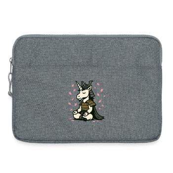 Meditating Samurai Unicorn with Cherry Blossoms - Laptop bag 15" - heather grey - Front